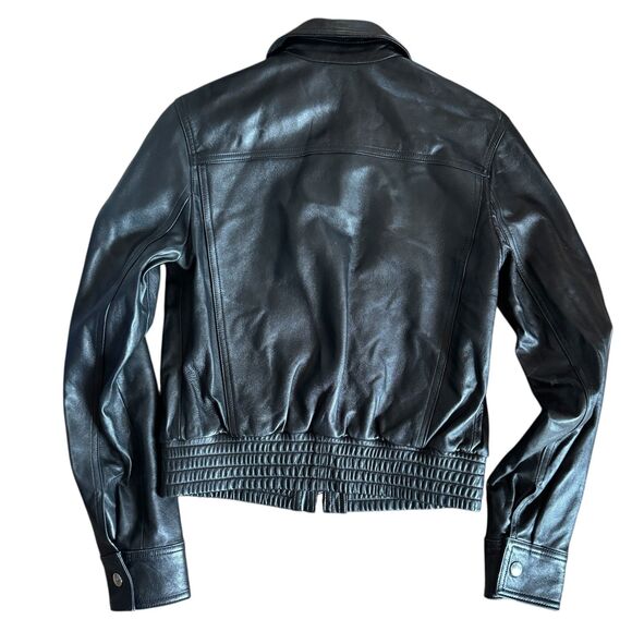 Marcel Kassini Soft Leather Bamber Jacket Elastic Waist Zip Up Front Pockets XS - Picture 5 of 6